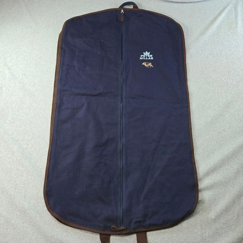 Peter Millar Garment Bag Blue 39in Canvas Soft Case Clothing Compartment
